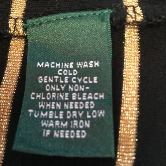 Lauren by Ralph Lauren Short Sleeve Knit Top - Black w/Gold Stripes - XL - Picture 5 of 5